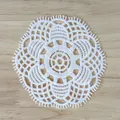 Detailed view of a vintage white lace circular patch with hollow embroidery patterns - 10cm / 4# (Geometric Hollow)