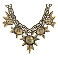 Intricate close-up of gold and black floral embroidery lace collar for DIY clothing accessories - Black Gold Floral (Colorful)