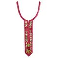 Close-up of vibrant red floral embroidered lace collar accessory for clothing decoration - Burgundy