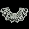 Intricate detail of white milk silk water-soluble embroidered lace collar floral pattern - White (066-Single Side)