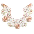 Close-up of intricate cherry blossom embroidery on white organza Hanfu lace cloud shoulder - Adult / Magenta
