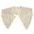 Elegant detachable cream cotton lace collar featuring hollow-out rose floral embroidery details - Apricot