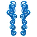 Paar symmetrische S-förmige blaue wasserlösliche Stickspitzen-Patches für Kleidung - 2 Stück / Blau