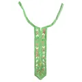 Detail view of green floral embroidered lace collar accessory for women's clothing - Green