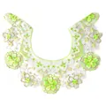 Detailed view of neon green cherry blossom embroidery on organza fake collar - Adult / Green