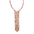 Elegant pink embroidered lace collar accessory with intricate floral patterns for clothes - Rose Pink