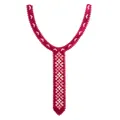 Detail of intricate burgundy embroidery lace collar for garment DIY - Burgundy