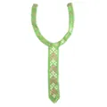 Elegant green embroidered lace collar patch with pink floral pattern for DIY clothing - Pink White Floral Tie Type / Green