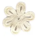 Detailed close-up of white crocheted lace flower patch with hollow six-petal design - Style 4 / 8cm