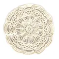 Vintage white cotton crochet lace coaster with intricate floral pattern embroidery - 10cm