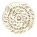 Macro view of white crochet lace flower coaster with intricate hollow floral pattern - Style 1 / 7cm