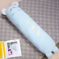 Cute light blue minky dot long bear body pillow with decorative bread embroidery - 80cm / Minky-Elephant