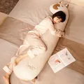 Long coussin de corps cochon en peluche douce crème pour dormir confortablement sur le côté - Capybara Minky Glacé (Sans Doublure) / 80cm