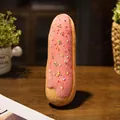 Cojín de peluche largo con forma de dónut, glaseado rosa y virutas de colores. - Letra I (Colgante) / 10cm