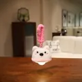 Cute plush polar bear rechargeable night light charm pendant with pink hanging strap - Small Rabbit Night Light