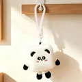 Cute square panda plush keychain with soft white fur and durable silicone strap - 14cm / Panda