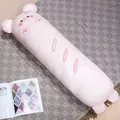 Cute pink bear long bolster pillow with soft cooling fabric for side sleepers comfort - Ice Silk-Pig