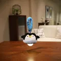 Cute plush penguin night light keychain with hanging blue loop and warm LED glow - Penguin Night Light