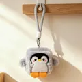 Cute square grey penguin plush keychain with soft fluffy texture for backpack decor - 14cm / Penguin