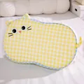 Yellow checkered cartoon cat memory foam pillow with washable cover for kids bed - 55*35cm / Yellow