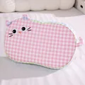 Soft pink checkered cat-shaped memory foam pillow, comfortable for student dormitory bedding - 55*35cm / Pink