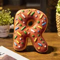 Cojín de peluche con letra R y diseño de donut de colores para decoración de interiores - Naranja amarronado Letra R (Colgante) / 10cm