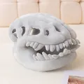 Weiche plüschige graue Dinosaurier-Skelett-Kopfbedeckung für Kostüme und Geschenke - Nur Dinosaurierkopf (Ohne Skelett) / Silent Version / Grau