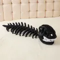 Einzigartige schwarze Dinosaurier-Skelett-Plüschkopfbedeckung für Kostümpartys - Dinosaurierkopf und Skelett (Erwachsene) / 115cm/Silent Version / Schwarz