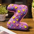 Cojín de felpa con letra Z del alfabeto y patrón de corazones para decorar la casa - Letra Z (Colgante) / 10cm / Púrpura