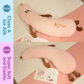 Long oreiller de corps en soie glacée rose avec vues avant et arrière pour dormir - 100cm / Rose