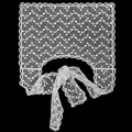 Detailed view of white floral lace embroidery on a delicate sheer headscarf or belt - Embroidered Cutout Style / White