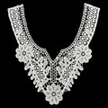 Close-up of white milk silk embroidered lace fake collar with floral hollow design - Fake Collar / White