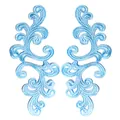Close-up detail showing the intricate texture of symmetrical light blue floral lace patches - Sky Blue