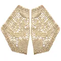 Vue détaillée des patchs d'appliques en dentelle brodée florale en soie de lait beige - Une Paire / Abricot