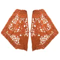Gros plan d'appliques en dentelle brodée marron-orange symétriques pour la mode féminine. - Une Paire / Brun Rouge