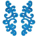 Blue symmetrical water-soluble embroidered lace flower patches for DIY clothing decoration - Blue