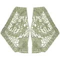 Détail de l'applique de fleurs en dentelle brodée en soie de lait vert sauge pour col - Une Paire / Vert foncé