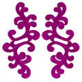 Close-up view of symmetric magenta water-soluble embroidery lace patches for DIY crafts - Deep purple