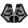 Vue détaillée d'appliques de col en dentelle brodée de soie de lait noire symétriques de qualité - Une Paire / Noir