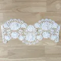 Exquisite detailed view of white 3D floral lace embroidery applique for garments - Front Collar