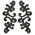 Detailed macro shot of symmetrical black water-soluble lace embroidered patches for DIY - Black