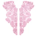Pink milk silk embroidered lace collar appliqué with intricate hollow floral patterns. - Symmetric Pair (One Pair) / Rose Pink