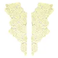 Detailed view of yellow milk silk lace collar appliqué with intricate floral embroidery - Symmetric Pair (One Pair) / Beige