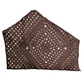 Detailed view of dark brown geometric hollow-out embroidered lace patch for lingerie - Brown