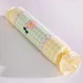 Almohada cilíndrica de caramelo con cuadros verdes y amarillos y bordado de flores - Forro independiente / Cuadros Verdes