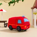 Soft red cartoon car plush toy with embroidered details in a cute miniature scene - Red Fire Truck / 11cm