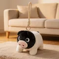Adorable black-faced pig plush toy pendant keychain with soft black and white fur - Charm / 15cm