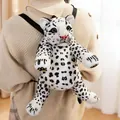 Realistischer Schneeleopard Plüschrucksack für Damen und Kinder, süße Tierpuppe Tasche - 36cm / Weißer Leopard Stil