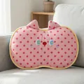 Cómoda almohada de espuma viscoelástica con forma de gato y lunares rosas para la oficina - 55x35cm / Rosa