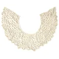 Detail of an ivory milk silk embroidered lace detachable collar with hollow floral patterns - Apricot (Cotton)